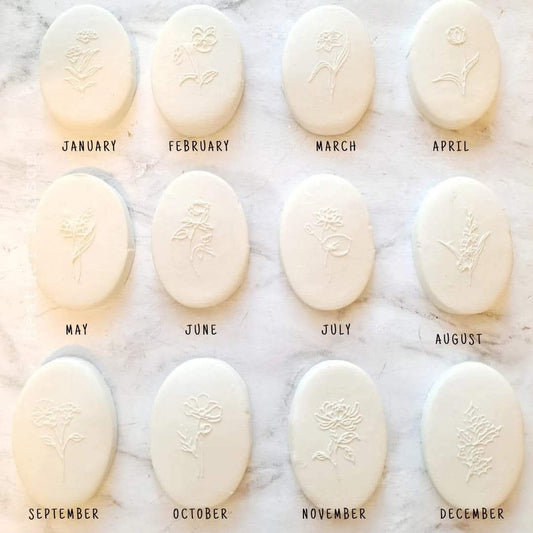 Birth Flower Clay Intaglio on Canvas